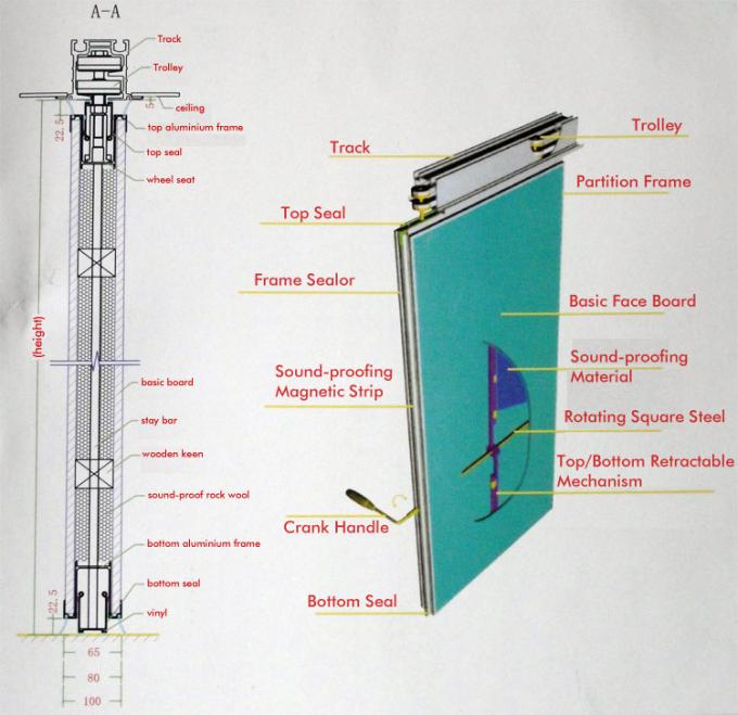 10MM Folding Glass Room Movable Wall Panels With Sliding Door 500 / 1230mm Width 0