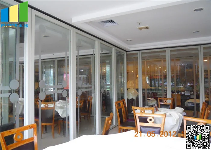 10MM Folding Glass Room Movable Wall Panels With Sliding Door 500 / 1230mm Width