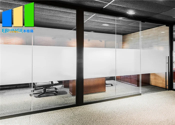 12MM Office Tempered Glass Partition Clear Glass Aluminum Frame Partition Wall