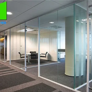 12MM Office Tempered Glass Partition Clear Glass Aluminum Frame Partition Wall