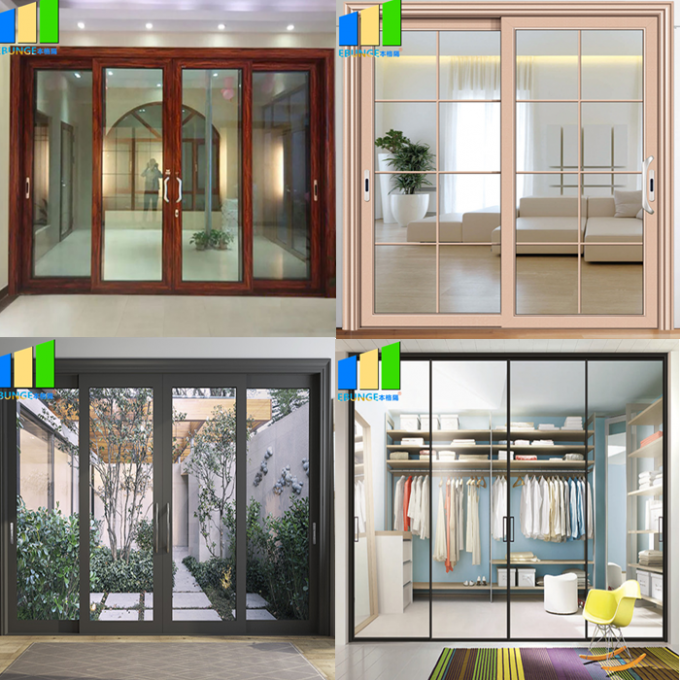 50mm Thickness Sliding Partition Walls Aluminium Glass Sliding Door Soundproof Floor Track Sliding Door 0