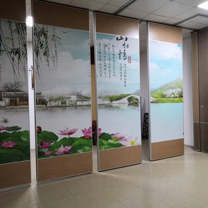 65mm Thickness Wood Folding Partition Walls Room Divider With Aluminum Frame 0
