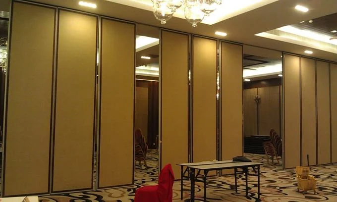 Convenient Leather MDF Fabric Banquet hall Folding Partition Walls Movable On Wheels Push And Pull 1