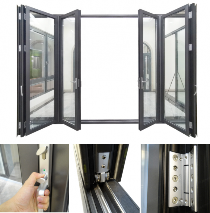 Accordion Design Bifold Exterior Aluminum Alloy Glass Folding Patio Doors 0