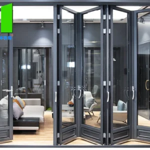 Acoustic Accordion Folding Sliding Door Double Glazed Glass Panel Dubai