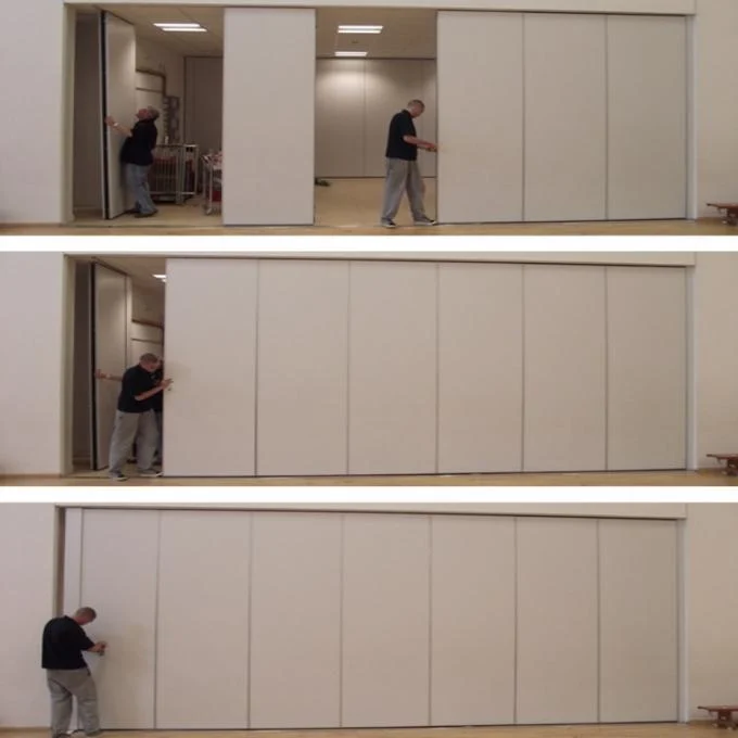 Acoustic Sliding Folding Partition Walls On Wheels / Meeting Room Partition Walls 0