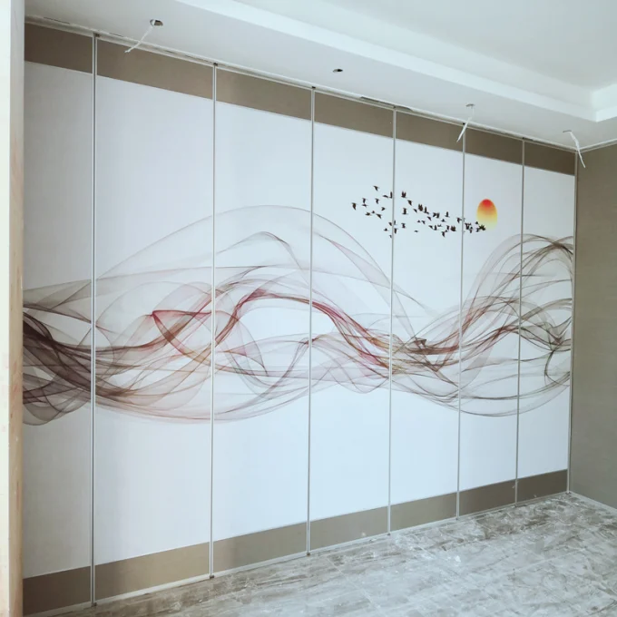 Aluminium Frame Slid Cloth Compact Board Movable Partition Walls Decorative Louvered 5