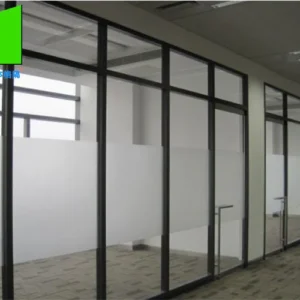 Aluminium Glass Office Partition Wall With Magnetic Blinds And Hinged Door