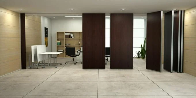 Aluminum Alloy Acoustic Folding Partition Walls Melamine Board Material 1