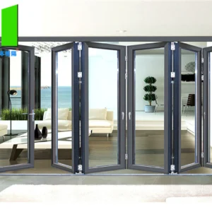 Aluminum Bi Folding Accordion Door With Double Glass For Balcony