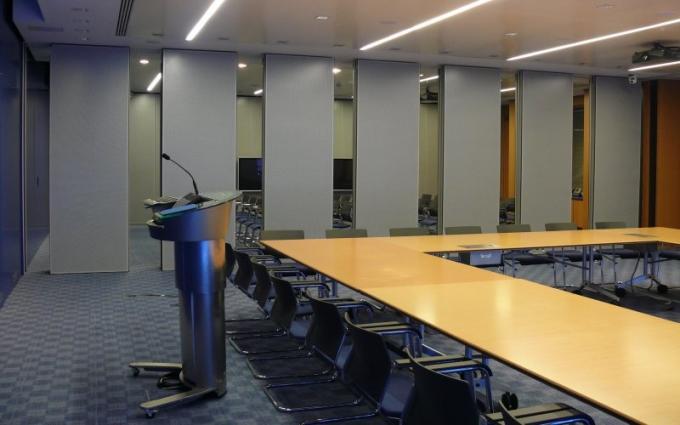 Aluminum Frame Movable Partition Walls With Grill Glass Design 2