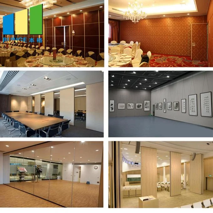 Aluminum Frame Office Wooden Sliding Partition Walls Materials Single Or Double Door 4