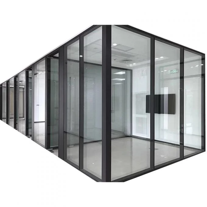 Aluminum Frame Soundproof Glass Partition Full Height Office Wall Divider 0