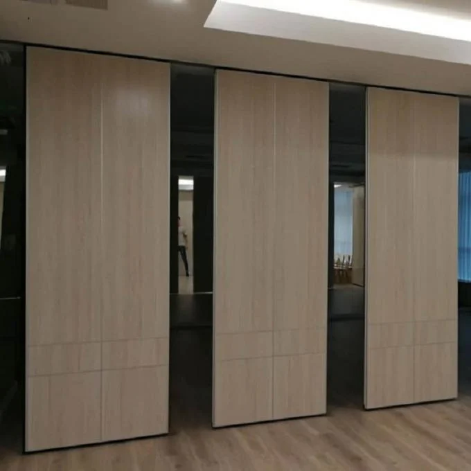 Aluminum Profile Automatic Electrical Movable Partition Walls Wooden Panels For Office 1
