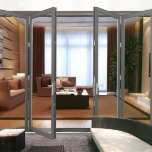 Balcony Horizontal Folding Door Decorative Aluminum Frame Glass Bifold Door