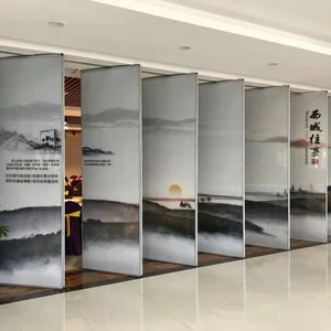 Ballroom Sliding Portable Hall Movable Partition Walls With Landscape Painting