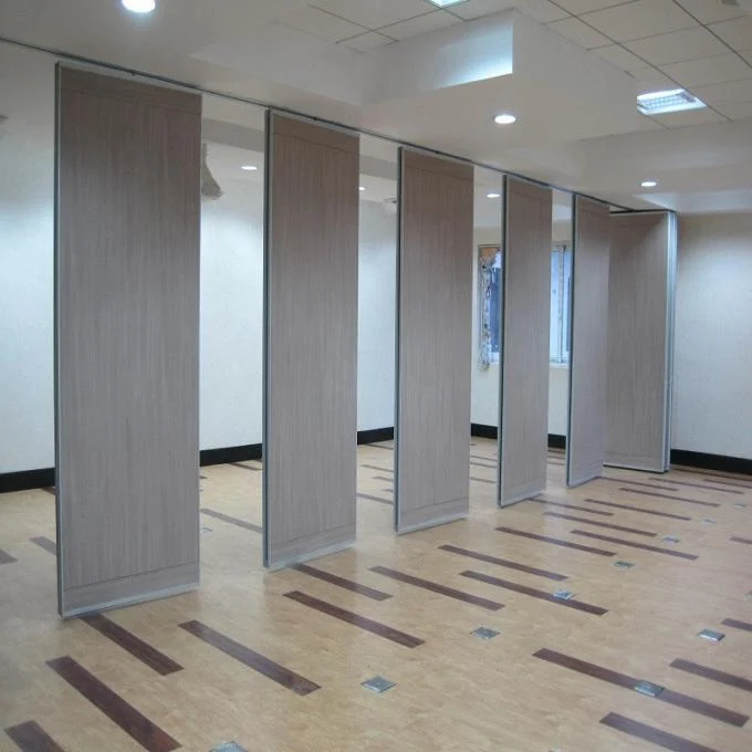 Classroom Movable Partitions Aluminium Folding Doors With Natural Timber Decorative Panel 0