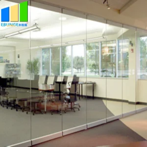 Collapsible Movable Partition Walls / Clamp Frameless Glass Partition Wall For Conference Center