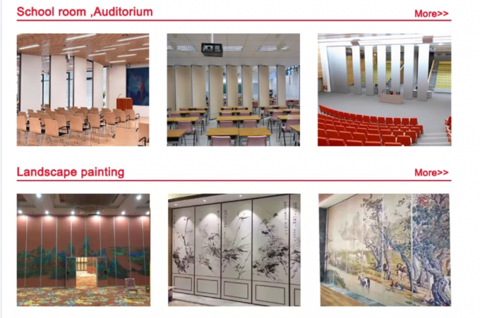 Collapsing Landscape Painting Leather Wooden Movable Partition Walls For Hotel 0