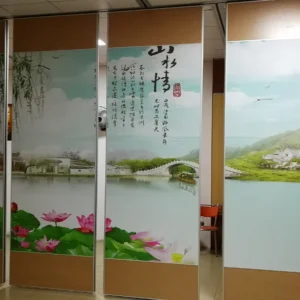 Conference Room Sliding Wall Partition Melamine Surface Ceiling Track Roller