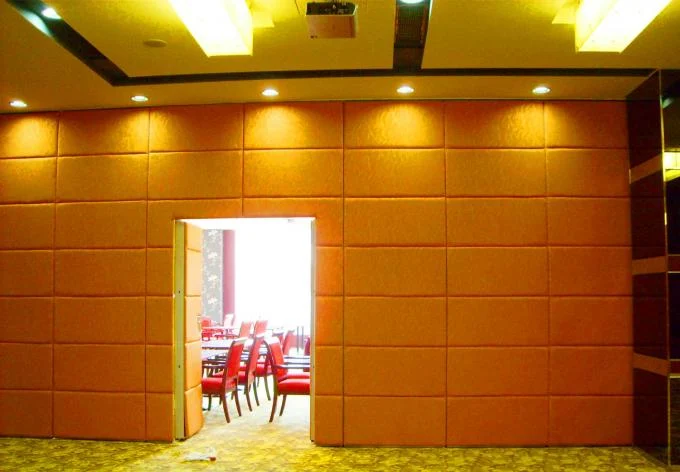 Convenient Leather MDF Fabric Banquet hall Folding Partition Walls Movable On Wheels Push And Pull 2