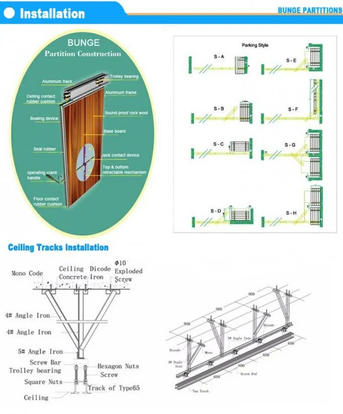 Customized Movable Wall Folding Partition Walls Painted Different Pictures 1