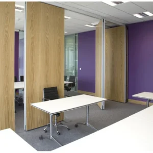 Decorative Sliding Operable Wooden Partition Wall Sound Proofing MDF Board 0