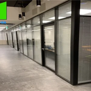Double Tempered Glass Aluminum Frame Fixed Office Partition For Conference Center