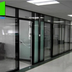 Double Tempered Glass Aluminum Frame Fixed Office Partition For Conference Center