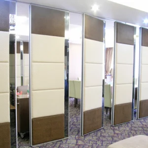 Ebunge Aluminium Movable Partition Sooden Sliding Folding Wall With Soft Sponge PU Leather Cover For Restaurant