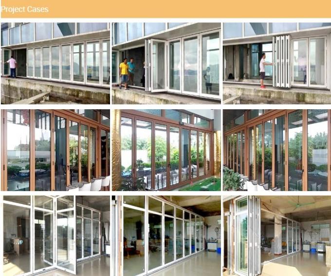 EBUNGE Commercial Exterior Accordion Double Glazed Glass Doors Sliding Bifolding Door For Residential 5