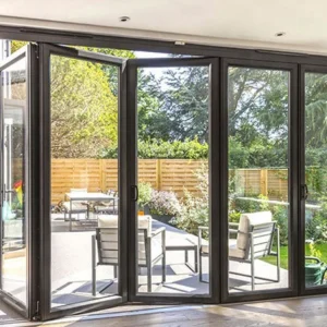 EBUNGE Exterior Double Glazed Glass Doors Folding Partition Door For Residential Or Commercial