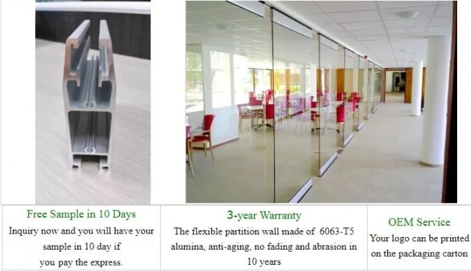 EBUNGE Movable Sliding Door Tempered Office Glass Partition Wall 2