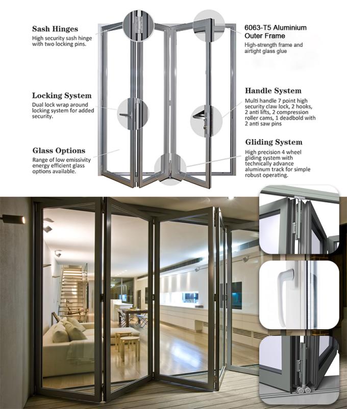 Europe Standard Aluminium Exterior Patio Accordion Bifold Glass Door For Outdoor 0