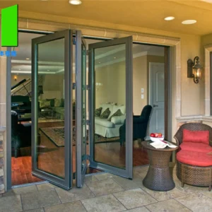 Europe Standard Aluminium Exterior Patio Accordion Bifold Glass Door For Outdoor