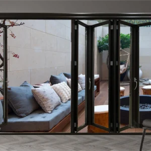 Exterior Accordion Patio Black Aluminum Frame Glass Bifold Doors