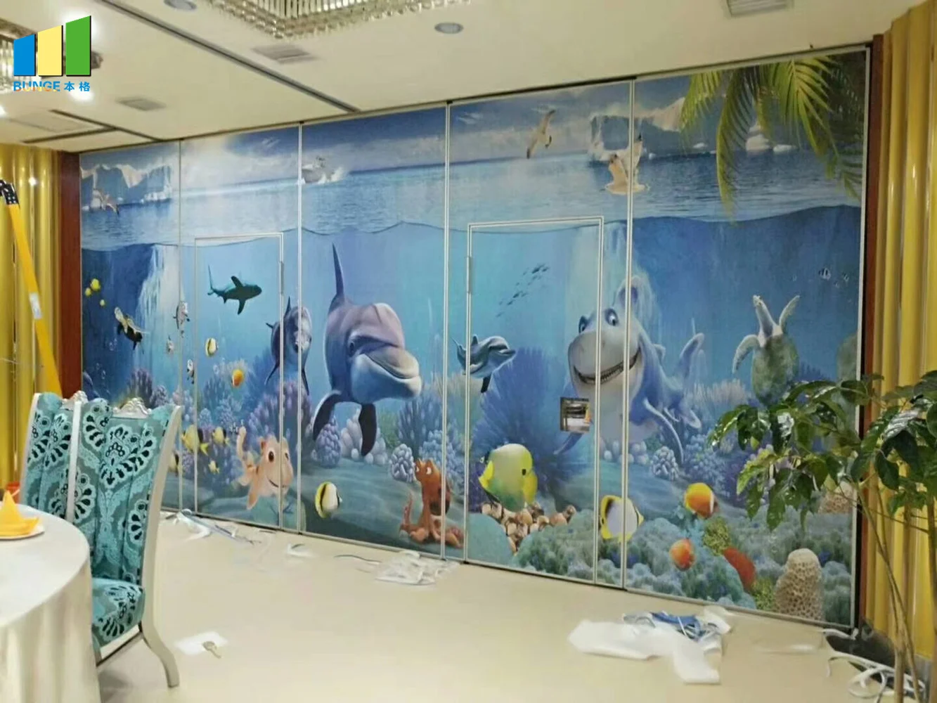 Fabric Surface Acoustic Partition Walls With Sliding Aluminium Track High Stable