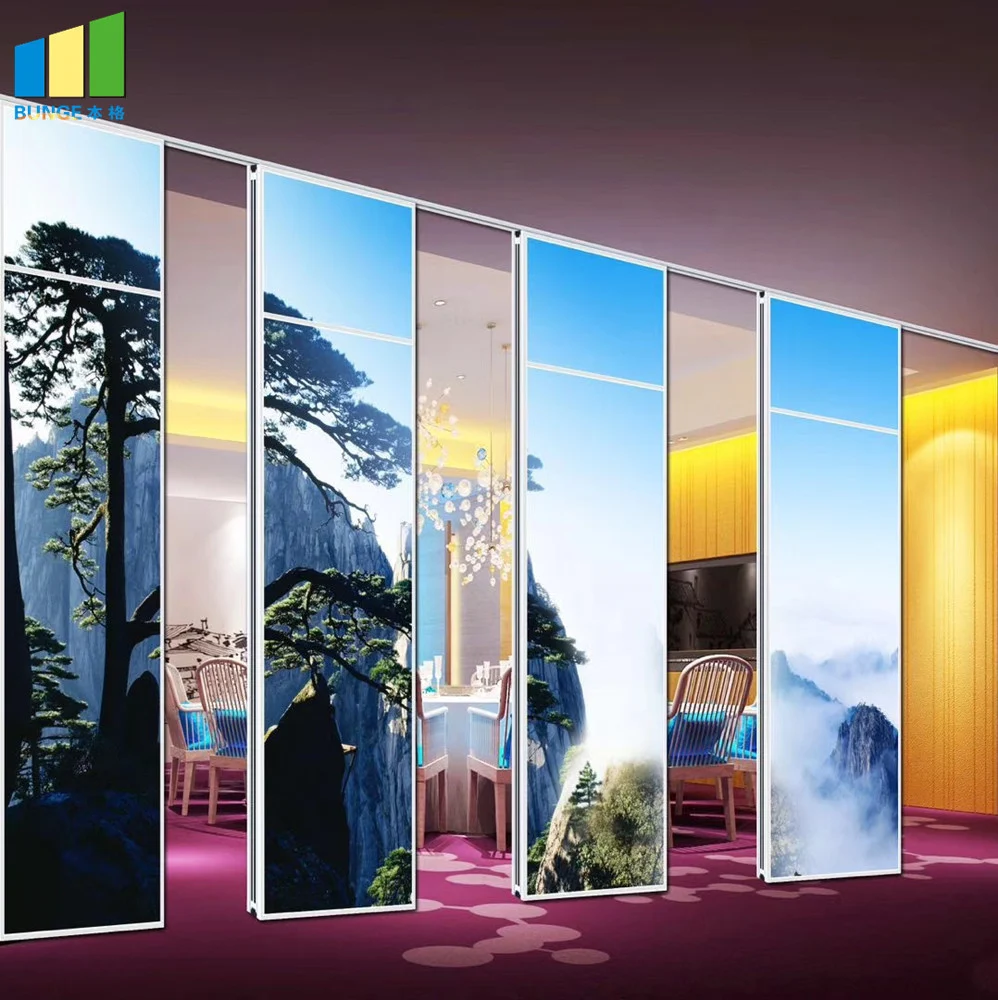 Fabric Surface Acoustic Partition Walls With Sliding Aluminium Track High Stable
