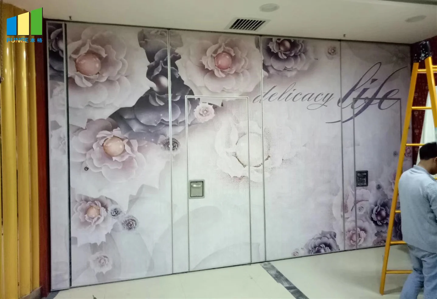 Fabric Surface Acoustic Partition Walls With Sliding Aluminium Track High Stable