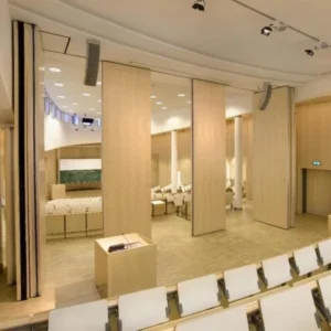 Folding Aluminium Door Wooden Surface Movable Office Operable Partition Wall