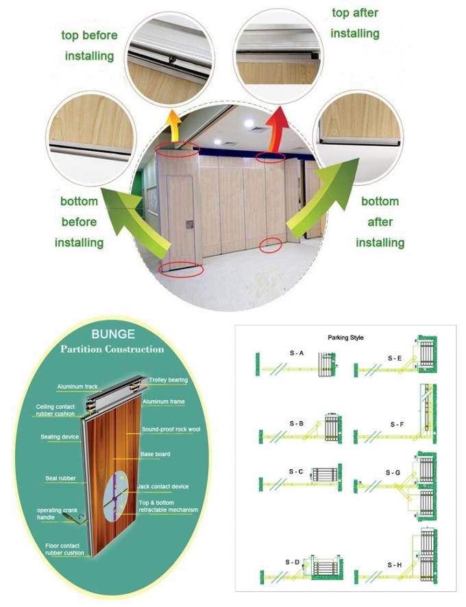 Folding Wood Glass Door Movable Partition Walls For Banquet Hall 2
