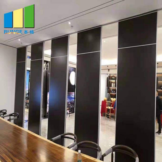 Glass Wood Sliding Partition Walls Room Divider With Aluminum Frame 2