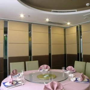 Hanging Fireproof Acoustic Screen Restaurant Room Dividers Double Wheels