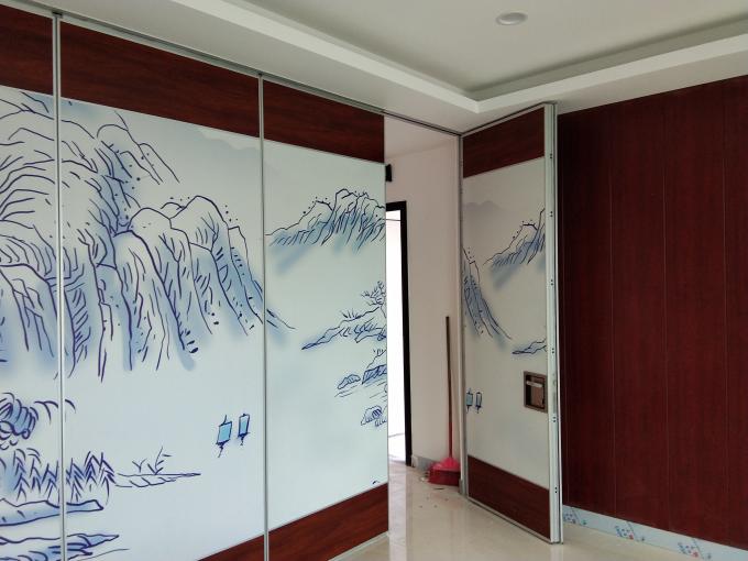 Hanging System Foldable Acoustic Movable Partition Walls Aluminum Frame 6m Height 0