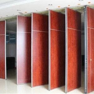 Hotel Acoustic Wooden Folding Movable Room Partition Wall With Pass Door