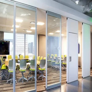 Interior Folding Partition Walls Collapsible Aluminum Frame Glass Divider