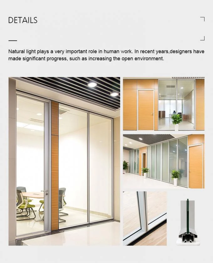 Interior Soundproof Office Aluminum Glass Partition Wall With Shutter 0