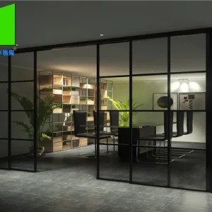 Interior Soundproof Office Aluminum Glass Partition Wall With Shutter
