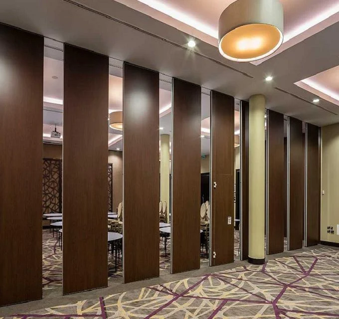 Interior Wooden Design Acoustic Partition Wall Sliding Doors For Auditorium / Banquet Hall 0