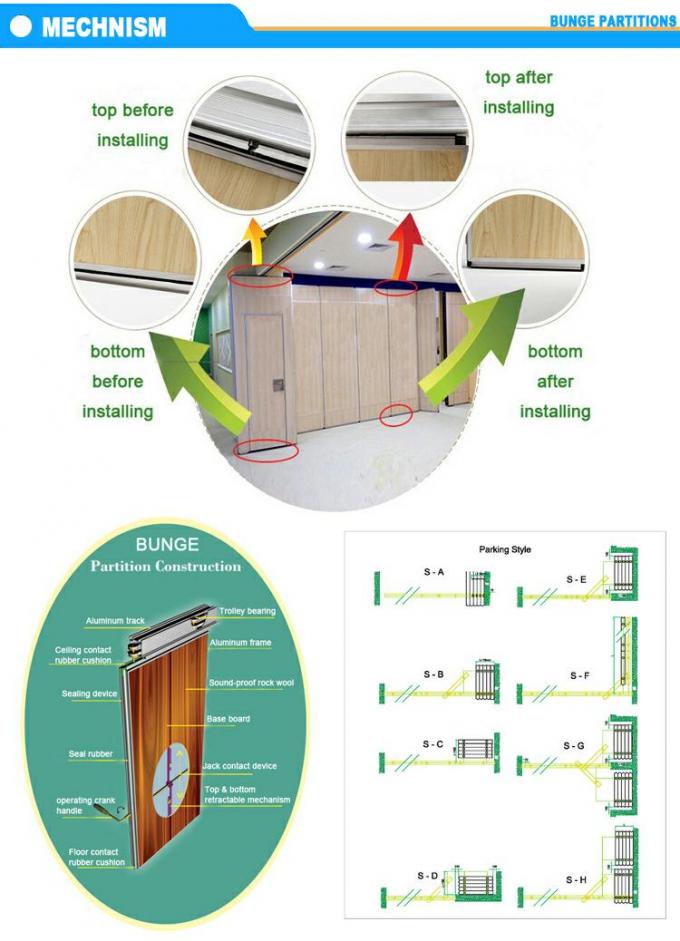 Modern 85 Mm Operable Partition Walls / Movable Sound Insulation Wall 3